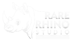 Rare rahino studio white logo